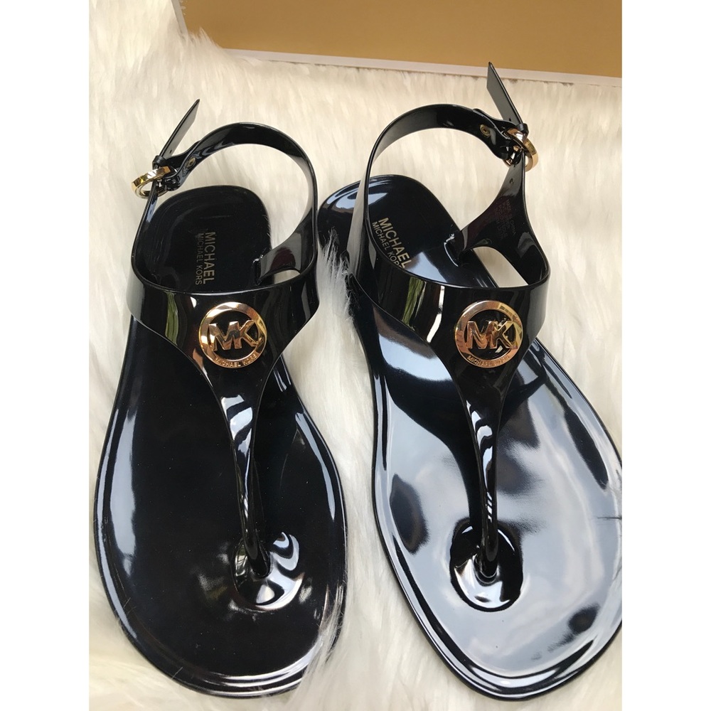 NIB Michael Kors Black Jelly Sandals - Picture 2 of 4